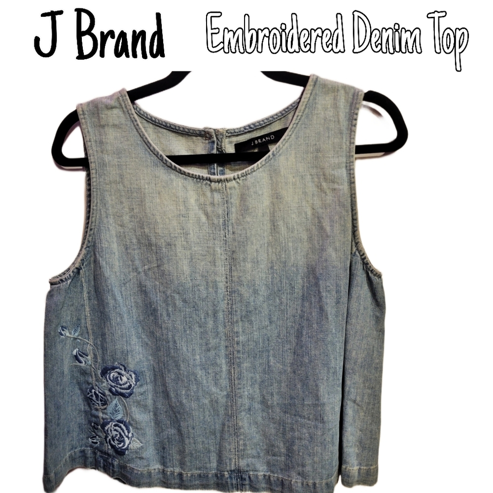 🎀Clearance🎀 NWT JBRAND DENIM embroidered top